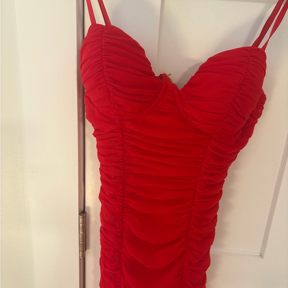 Windsor Red Ruched Maxi Dress - Picture 2 of 3